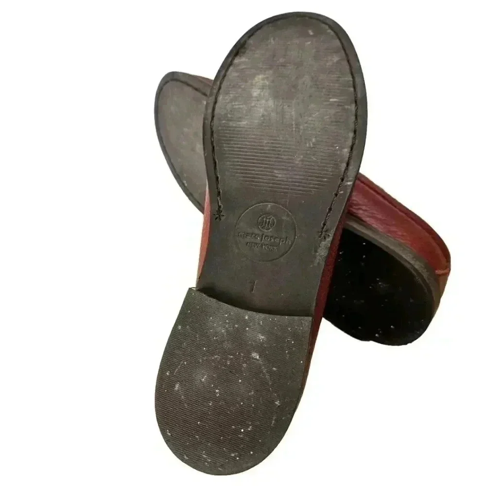Marc Joseph NY Girls Sz 1 Red Pebbled Leather Loafers Moccasin Preppy School